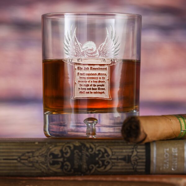 linimi 2nd Amendment Gun Rights Crystal DOF Rocks Glass – Engraved Patriotic Tumbler