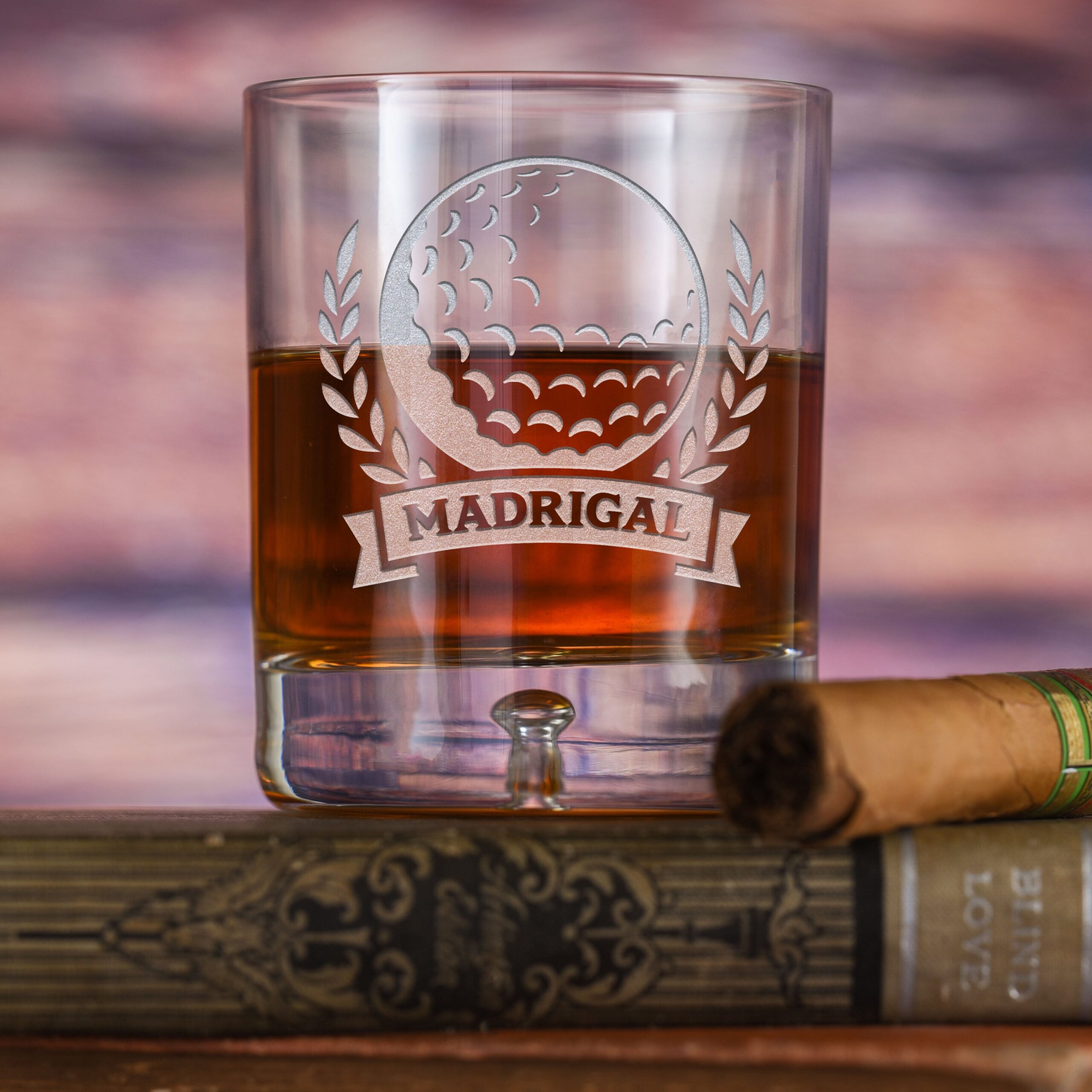 linimi Custom Golf Theme Crystal Whiskey Rocks Glass – Personalized Engraved Tumbler