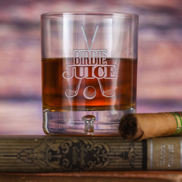 linimi Birdie Juice Crystal Rocks Glass – Golf Lover’s Engraved Whiskey Tumbler