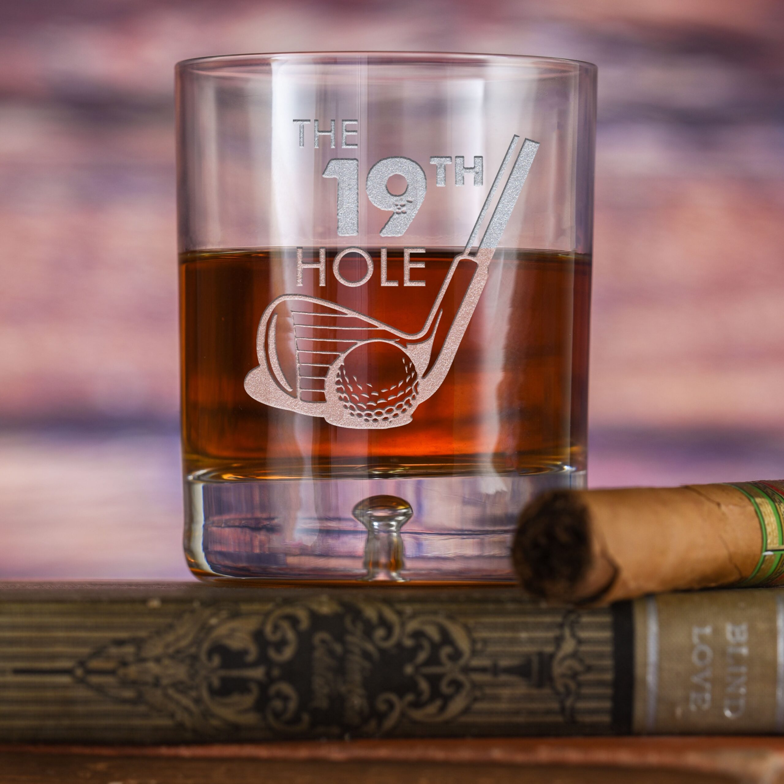 linimi Golf Lover Crystal Bourbon Whiskey Rocks Glass – Engraved Tumbler