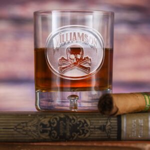 linimi Skull & Bones Crystal Whiskey Glass – Engraved Gothic Rocks Tumbler