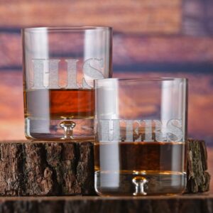 linimi His & Hers Engraved Whiskey Scotch Glasses – Personalized Couples Set